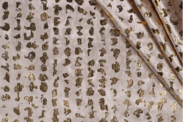 P Kaufmann Stealth Printed Velvet Decorator Fabric in Gold Dust 