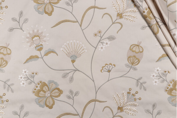 P Kaufmann Inaya Embroidered Decorator Fabric in Coin 