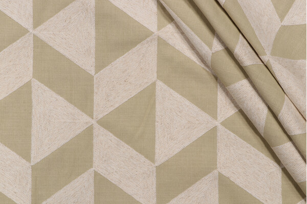 Sample of Richloom Ritual Embroidered Drapery Fabric in Celery 