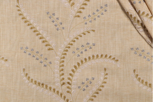 Richloom Uma Embroidered Drapery Fabric in Citron 