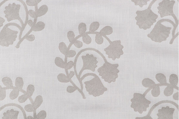 Richloom Parfait Embroidered Drapery Fabric in Silver 