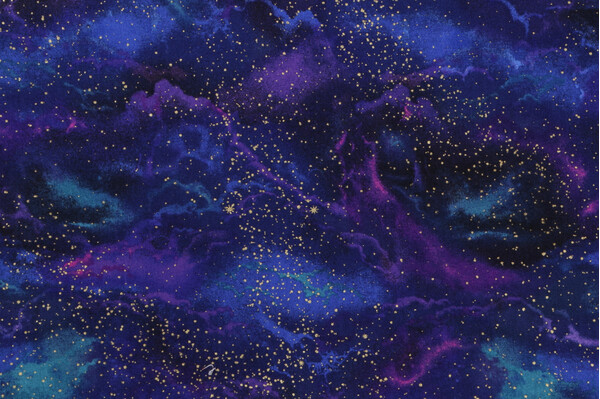 Chong-A Hwang Fabrics of SoHo Galaxy Cosmic Sky Metallic Printed Cotton Craft Fabric in Galaxy