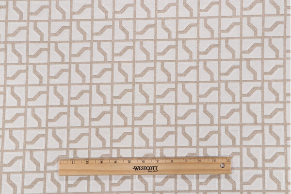 Covington Greystones Applique Embroidered Drapery Fabric in 197-Flax
