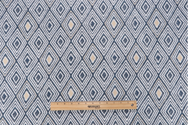 Hilary Farr Sew Fab Printed & Embroidered Drapery Fabric in 526-Batik Blue for Covington