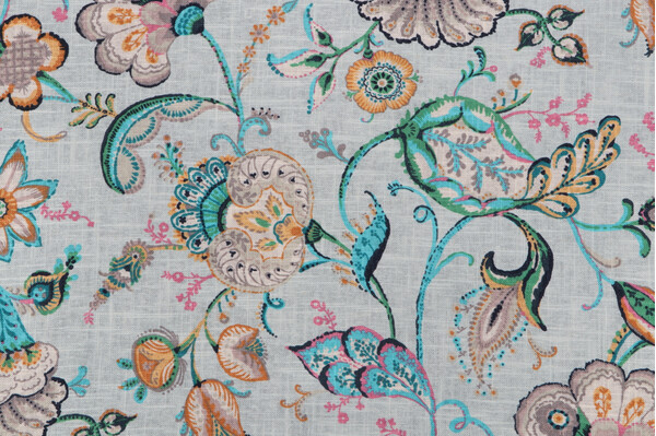 Covington Wedgewood Printed Linen Blend Drapery Fabric in 507-Aquarius