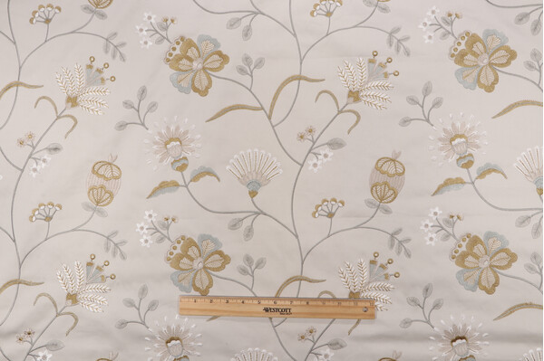 P Kaufmann Inaya Embroidered Decorator Fabric in Coin 