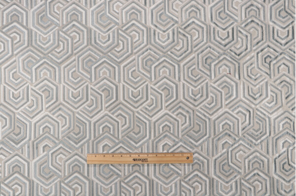 Hamilton Hex Grospoint Velvet Upholstery Fabric in Ice 