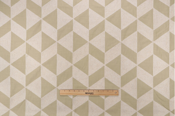 Sample of Richloom Ritual Embroidered Drapery Fabric in Celery 