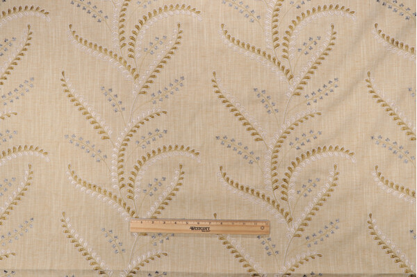 Richloom Uma Embroidered Drapery Fabric in Citron 