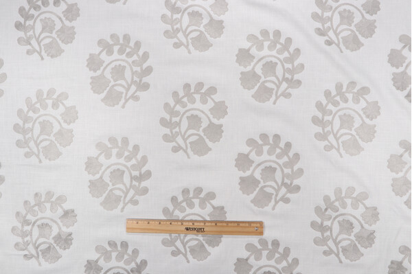 Richloom Parfait Embroidered Drapery Fabric in Silver 