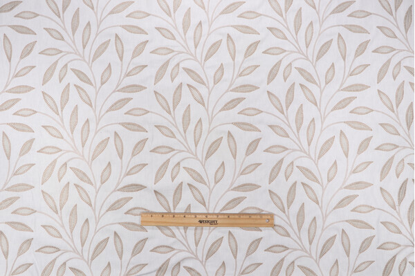 Richloom Inara Embroidered Drapery Fabric in Linen 