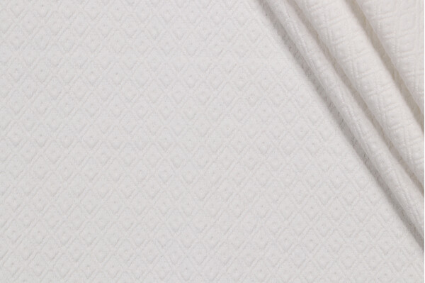 1 Yard Small Diamond Matelasse Upholstery Fabric in White