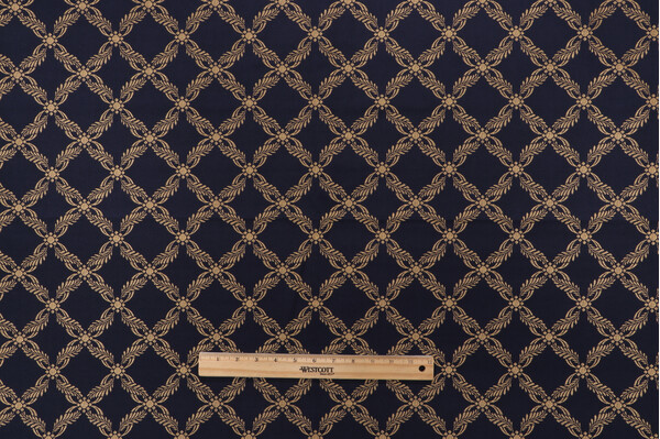 1 Yard Lavende Damask Upholstery Fabric in Ink