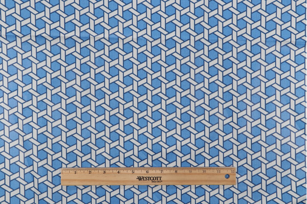 Waverly Shoji Printed Cotton Drapery Fabric in Porcelain