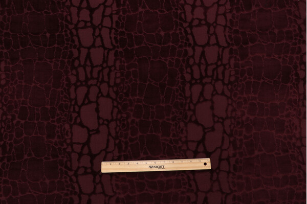 Fonthill Crocodile Grospoint Velvet Upholstery Fabric in Bordeaux