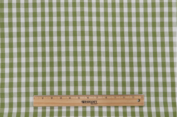 Grey Watkins Chatham Check Woven Decorator Fabric in Green/Off-White
