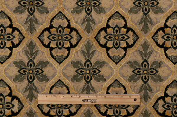 Scalamandre Sahara Tabriz Grospoint Velvet Upholstery Fabric in Green/Beige