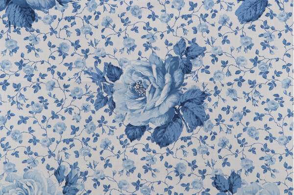 Scalamandre Floral Printed Cotton Drapery Fabric in Blue