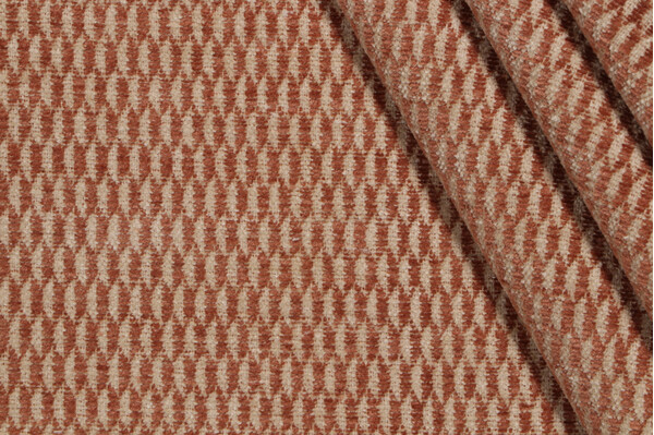 1 Yard Fonthill Ridgeway Chenille Upholstery Fabric in Terracotta