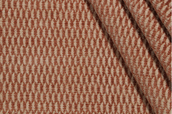 1 Yard Fonthill Ridgeway Chenille Upholstery Fabric in Terracotta