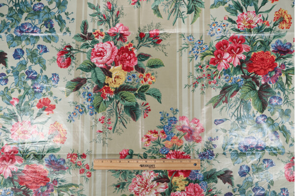 1 Yard GP & J Baker Harmonie Printed Polished Cotton Drapery Fabric in Multi/Celadon for Fonthill