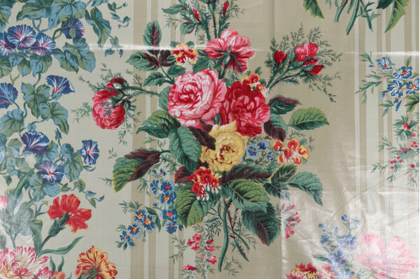 1 Yard GP & J Baker Harmonie Printed Polished Cotton Drapery Fabric in Multi/Celadon for Fonthill