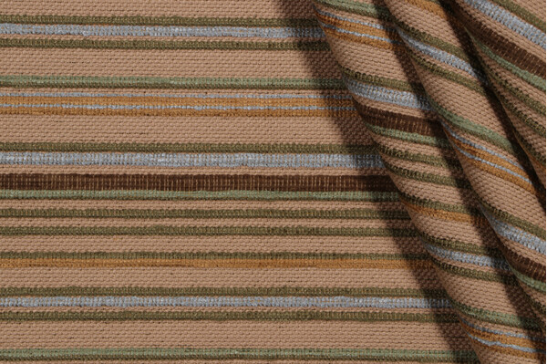 Scalamandre Lila Stripe Woven Chenille Upholstery Fabric in Putty Basil