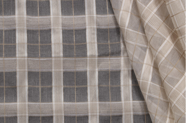 1 Yard Fonthill Crawford Check Sheer Silk Drapery Fabric in Natural