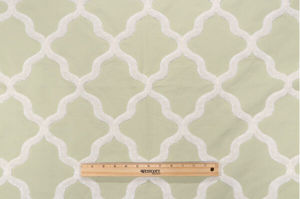 Fonthill Astley Boucle Embroidered Drapery Fabric in Moss