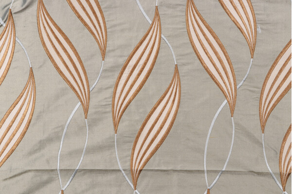 Click for 1.38 Yards Grey Watkins Channing Embroidered Silk Drapery Fabric in Dove Grey Watkins Channing Embroidered Silk Drapery Fabric in Dove