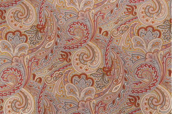 Old World Weavers Srinagar Printed Cotton Drapery Fabric in Beige/Gold