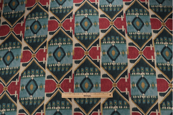 P Kaufmann Irmira Printed Cotton Drapery Fabric in Peacock 