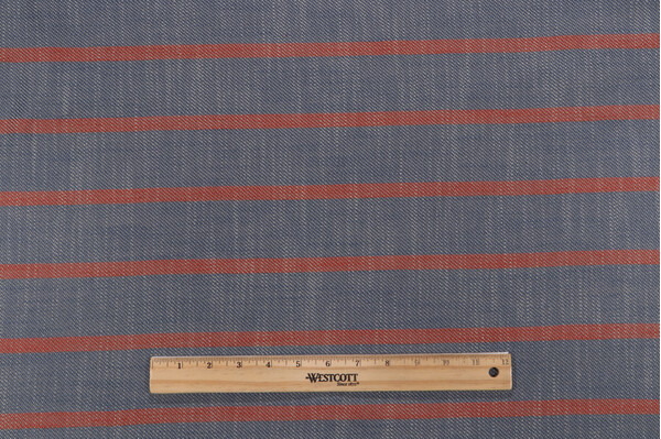 Relaxed Stripe Woven Polyester Outdoor Fabric in Terracotta 