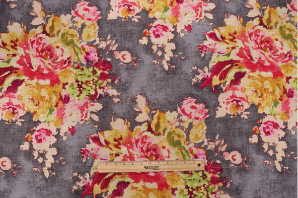 Covington Venus Printed Cotton Blend Drapery Fabric in Charcoal 
