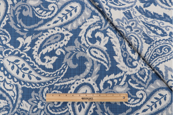 Buta Paisley Reversible Decorator Fabric in Natural/Blue