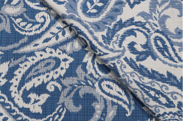 Buta Paisley Reversible Decorator Fabric in Natural/Blue