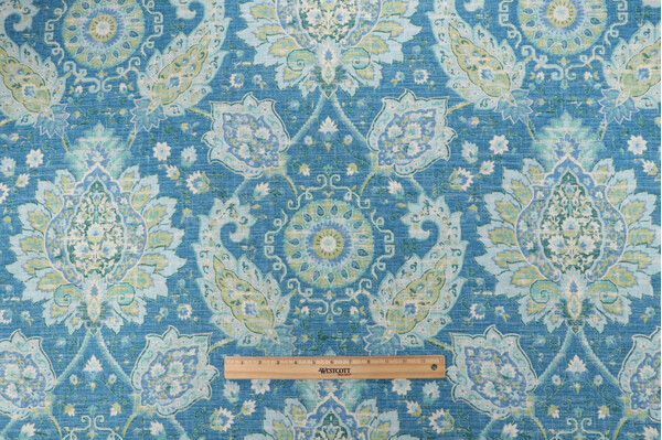 Richloom Cadogan Printed Linen Blend Drapery Fabric in Oasis