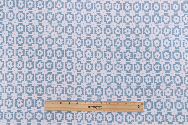 P Kaufmann Sorrel Printed Cotton Drapery Fabric in Robin&#39;s Egg