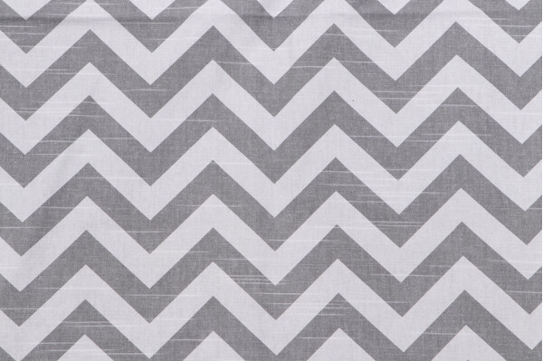Premier Prints Zigzag Slub Printed Cotton Drapery Fabric in Ash/White