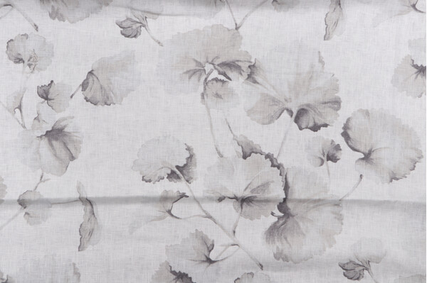 Kendall Wilkinson Ink Wash Printed Linen Drapery Fabric in Platinum for Fabricut