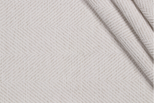 Herringbone Woven Upholstery Fabric in Snow