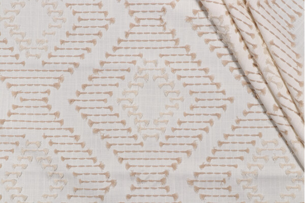 Dalliance Embroidered Drapery Fabric in Linen