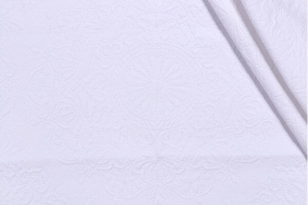 1 Yard Medallion Matelasse Upholstery Fabric in White