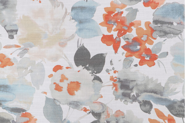 Waverly Aqua Fleur Printed Cotton Drapery Fabric in Nectar