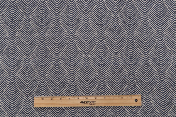 1 Yard Plume Woven Chenille Upholstery Fabric in Indigo