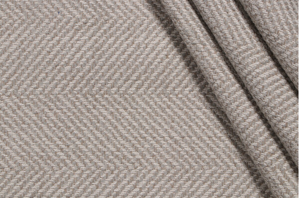1 Yard Herringbone Woven Chenille Upholstery Fabric in Flax
