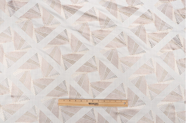 View Pool Embroidered Drapery Fabric in Linen