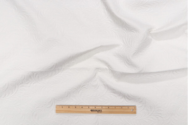 1 Yard Scroll Matelasse Upholstery Fabric in Off-White