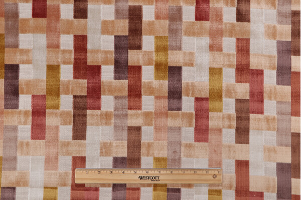 P Kaufmann Anagram Velvet Upholstery Fabric in Sunset 