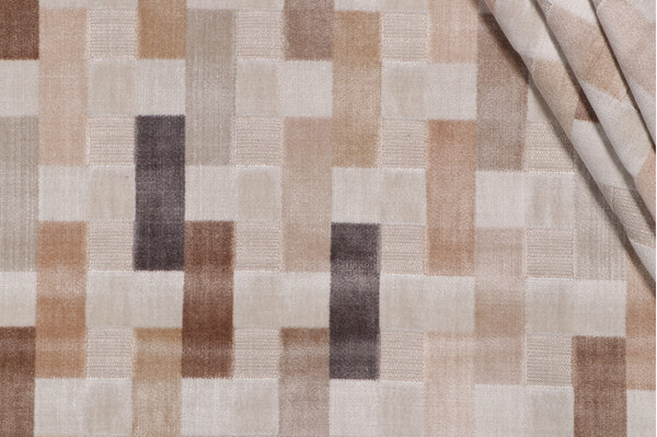 P Kaufmann Anagram Velvet Upholstery Fabric in Pebble 